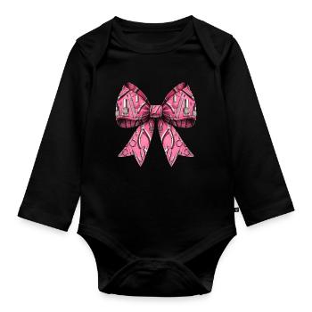 Coquette Bow Nail Tech Tools Esthéticienne - Body Bébé bio manches longues - noir - Devant
