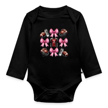 Kokette Bogen Fußballspieler Mutter Muttertag - Baby Bio-Langarm-Body - Schwarz - Vorne