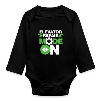 Elevator Mechanic Elevator Repair Mode On - Organic Longsleeve Baby Bodysuit - black - Front