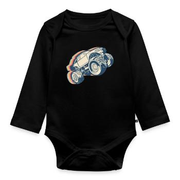 Monster Truck Offroad Quad Retro Line Art - Organic Longsleeve Baby Bodysuit - black - Front