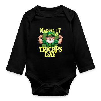 Trizeps Workout Fitness Le 17 mars est la journée des triceps - Body Bébé bio manches longues - noir - Devant