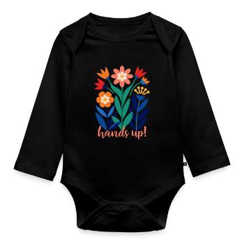Blumen - Frühling - Sommer - Blüten - Baby Bio-Langarm-Body - Schwarz - Vorne