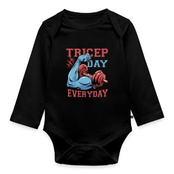 Trizeps Workout Triceps Day Everyday - Baby Bio-Langarm-Body - Schwarz - Vorne