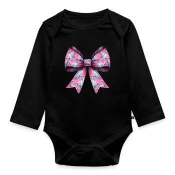 Kokette Schleife Gespenst Muster Spooky Halloween - Baby Bio-Langarm-Body - Schwarz - Vorne
