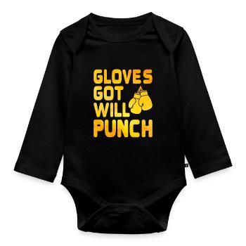 Got Gloves Will Punch Boxer Sports Musculation Gym - Body Bébé bio manches longues - noir - Devant