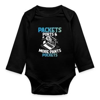 Digital Forensics Packets Ports - Organic Longsleeve Baby Bodysuit - black - Front