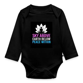 Zen Meditation Buddhismus Buddhist Buddha Chakra - Baby Bio-Langarm-Body - Schwarz - Vorne