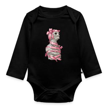 Coquettish Bow Mummy Spooky Halloween Mom - Organic Longsleeve Baby Bodysuit - black - Front