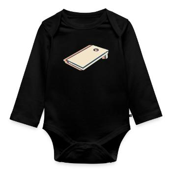 Cornhole Corn Hole Board Team Player Retro - Organic Longsleeve Baby Bodysuit - black - Front