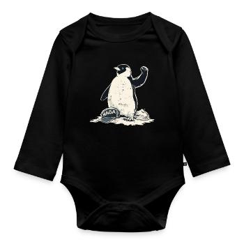 Resist Penguin Grunge Protest - Baby Bio-Langarm-Body - Schwarz - Vorne