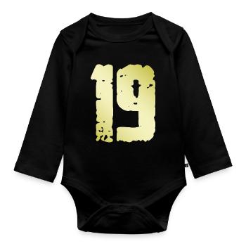 19 Nombre Vintage - Body Bébé bio manches longues - noir - Devant