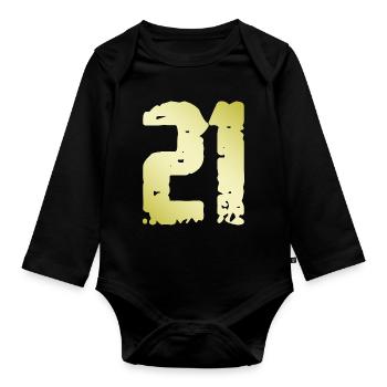 21 Nombre Vintage - Body Bébé bio manches longues - noir - Devant