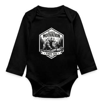 Motivation findet dich – Bär Outdoor Abenteuer - Baby Bio-Langarm-Body - Schwarz - Vorne