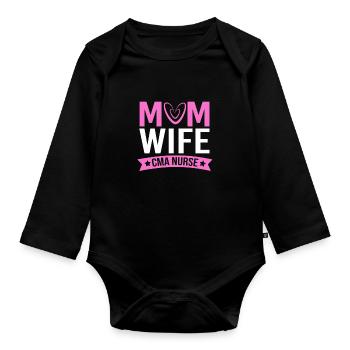 Medical Assistant MFA Mom Wife Mother - Organic Longsleeve Baby Bodysuit - black - Front