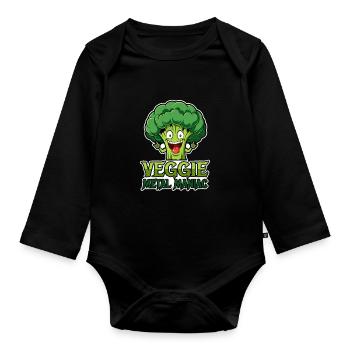 Veggie Metal Maniac - Vegan Music - Saying - Organic Longsleeve Baby Bodysuit - black - Front