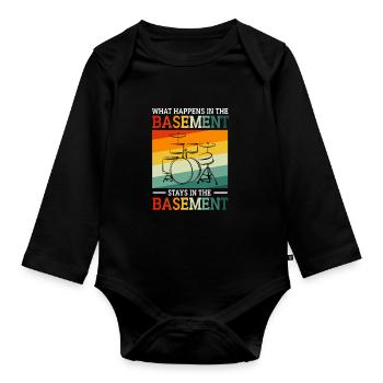 Schlagzeuger Schlagzeug Drumsticks - Baby Bio-Langarm-Body - Schwarz - Vorne