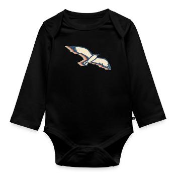 Seagull Seagull Seabird Retro Line Art - Organic Longsleeve Baby Bodysuit - black - Front