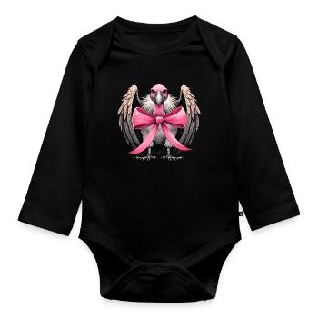 Coquette Bogen Geier Vogel Mädchen Mama rosa - Baby Bio-Langarm-Body - Schwarz - Vorne
