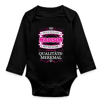 Qualitätsmerkmal Madison einfach Erstklassig - Baby Bio-Langarm-Body - Schwarz - Vorne