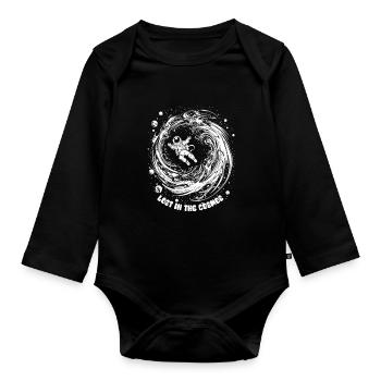 Perdu dans le cosmos - Astronaute - Espace - Body Bébé bio manches longues - noir - Devant