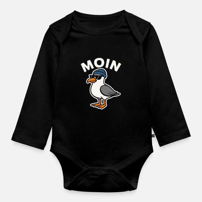 Moin Möwe - Baby Bio-Langarm-Body - Schwarz