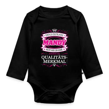 Qualitätsmerkmal Mandy einfach Erstklassig - Baby Bio-Langarm-Body - Schwarz - Vorne