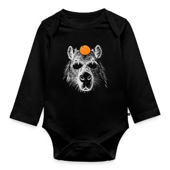 Cool Capybara rongeur illustration orange fruit - Body Bébé bio manches longues - noir - Devant