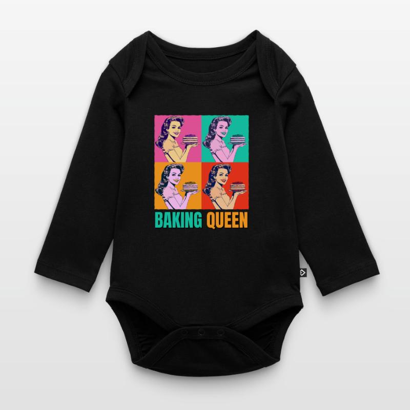 Baking Cake Baking Queen Baking Fairy Baker Pop Art Organic Longsleeve Baby Bodysuit