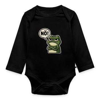 Nö Frosch – Genervt & Lustig - Baby Bio-Langarm-Body - Schwarz - Vorne