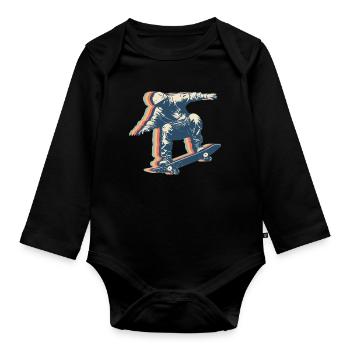Skateboarding Skateboarder Skateboard Skater Retro - Body Bébé bio manches longues - noir - Devant
