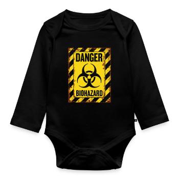Danger Biohazard Grunge Zombies Apocalypse - Body Bébé bio manches longues - noir - Devant