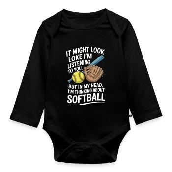 Lustiger Softball Spieler Fänger Pitcher Softball - Baby Bio-Langarm-Body - Schwarz - Vorne