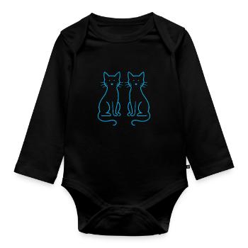 Cats Neon Style – Minimalist Cats - Organic Longsleeve Baby Bodysuit - black - Front