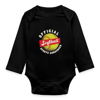Commentator Official Softball Sports Announcer - Organic Longsleeve Baby Bodysuit - black - Front