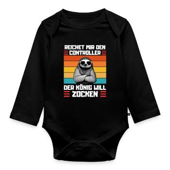 Funny Sloth Saying for Gamblers - Organic Longsleeve Baby Bodysuit - black - Front