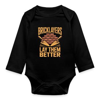 Funny Mason Saying Building Humor - Organic Longsleeve Baby Bodysuit - black - Front