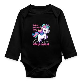 Einhorn - Just a girl who loves death metal - Organic Longsleeve Baby Bodysuit - black - Front