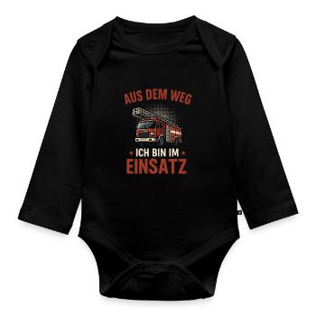 Fire Brigade - Out of the Way - I'm on Action - Organic Longsleeve Baby Bodysuit - black - Front