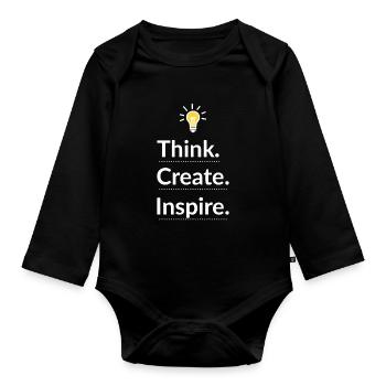 Think Create Inspire Glühbirne - Baby Bio-Langarm-Body - Schwarz - Vorne
