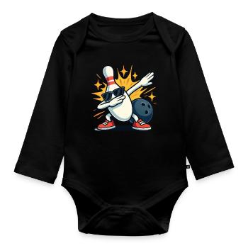 Bowling Pin Dabbing Dab Sunglasses Bowling Ball - Organic Longsleeve Baby Bodysuit - black - Front