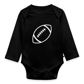 American Football – Minimalistisch & Sportlich - Baby Bio-Langarm-Body - Schwarz - Vorne