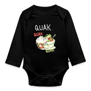 Frog Frogs Croak Dessert Kids - Organic Longsleeve Baby Bodysuit - black - Front