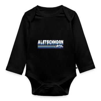 Aletschhorn – Wächter des ewigen Eises - Baby Bio-Langarm-Body - Schwarz - Vorne