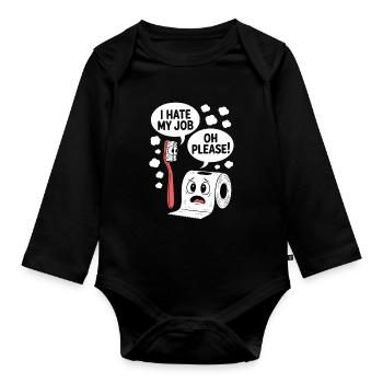 Sarcastic Bath Saying Funny Humor - Organic Longsleeve Baby Bodysuit - black - Front