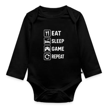 Manger dormir jeu Répéter - Body Bébé bio manches longues - noir - Devant