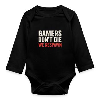 Gamer Spruch Respawn - Baby Bio-Langarm-Body - Schwarz - Vorne