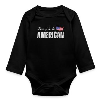 Fier Américain, j’aime l’Amérique - Body Bébé bio manches longues - noir - Devant