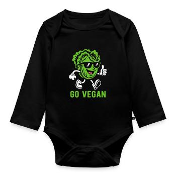 Salade - Go Vegan - Régime végétalien - Body Bébé bio manches longues - noir - Devant