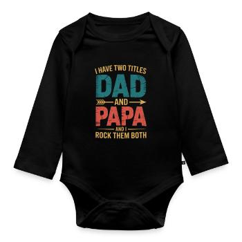 Papa fier Papa drôle Papa Humour Papa - Body Bébé bio manches longues - noir - Devant