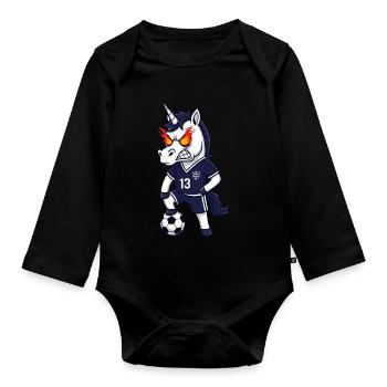 Angry Unicorn Football Fan Jersey 13 - Organic Longsleeve Baby Bodysuit - black - Front